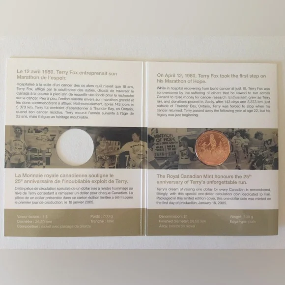 Official First Day Terry Fox Coin - Picture 3 of 5